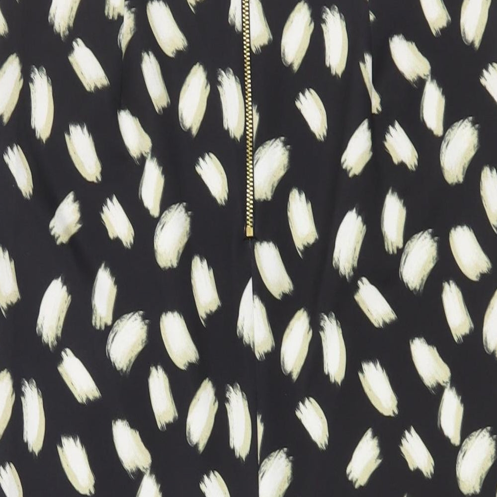 Miss Selfridge Womens Black Geometric Polyester A-Line Skirt Size 10 Zip