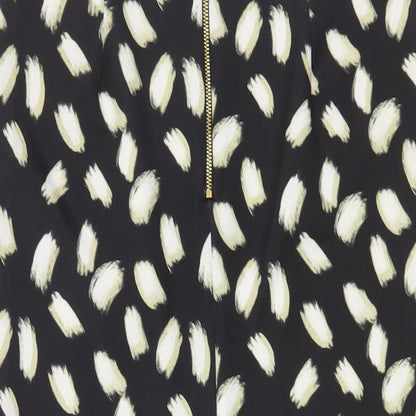 Miss Selfridge Womens Black Geometric Polyester A-Line Skirt Size 10 Zip