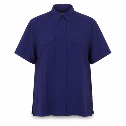 EXTRA Womens Blue Polyester Basic Button-Up Size 10 Collared