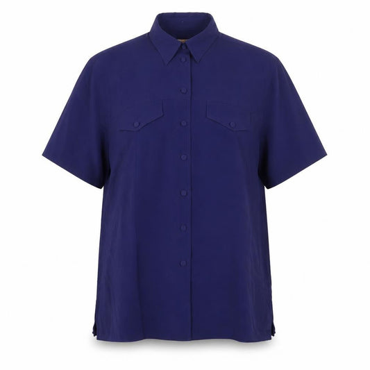EXTRA Womens Blue Polyester Basic Button-Up Size 10 Collared