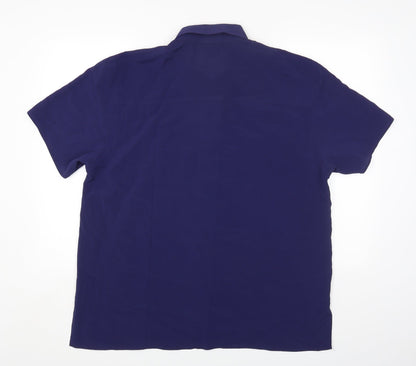 EXTRA Womens Blue Polyester Basic Button-Up Size 10 Collared
