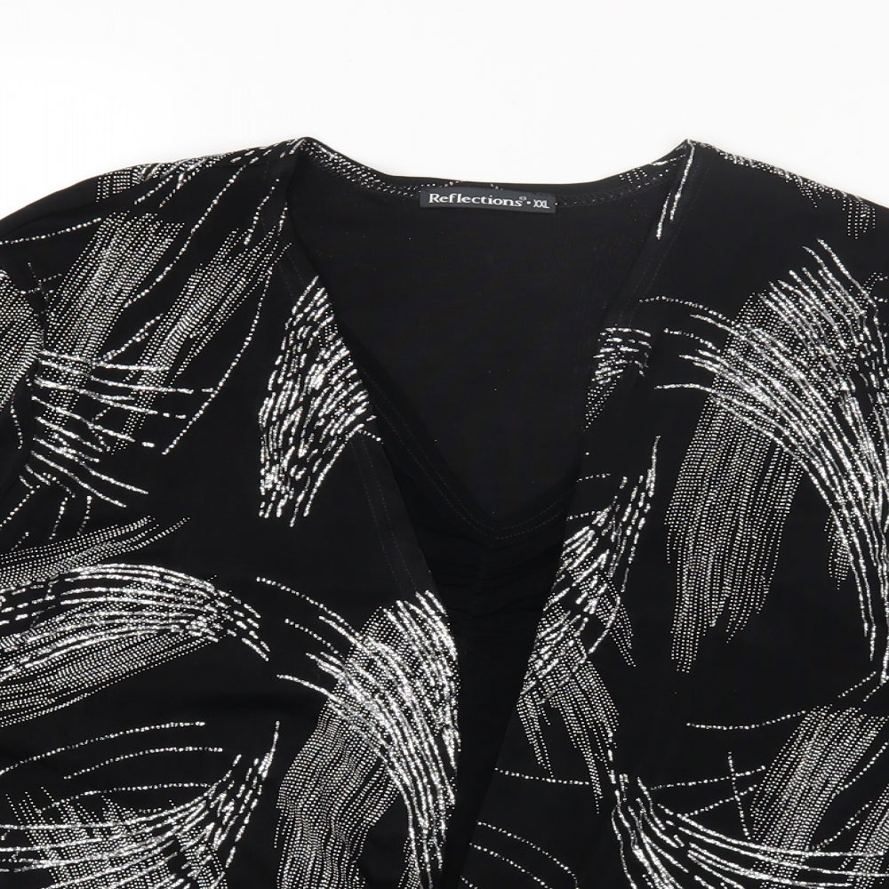 Womens UK Size 2XL Reflections Black Basic Blouse