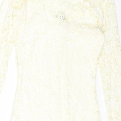 ASOS Womens Ivory Nylon Bodycon Size 10 High Neck Pullover