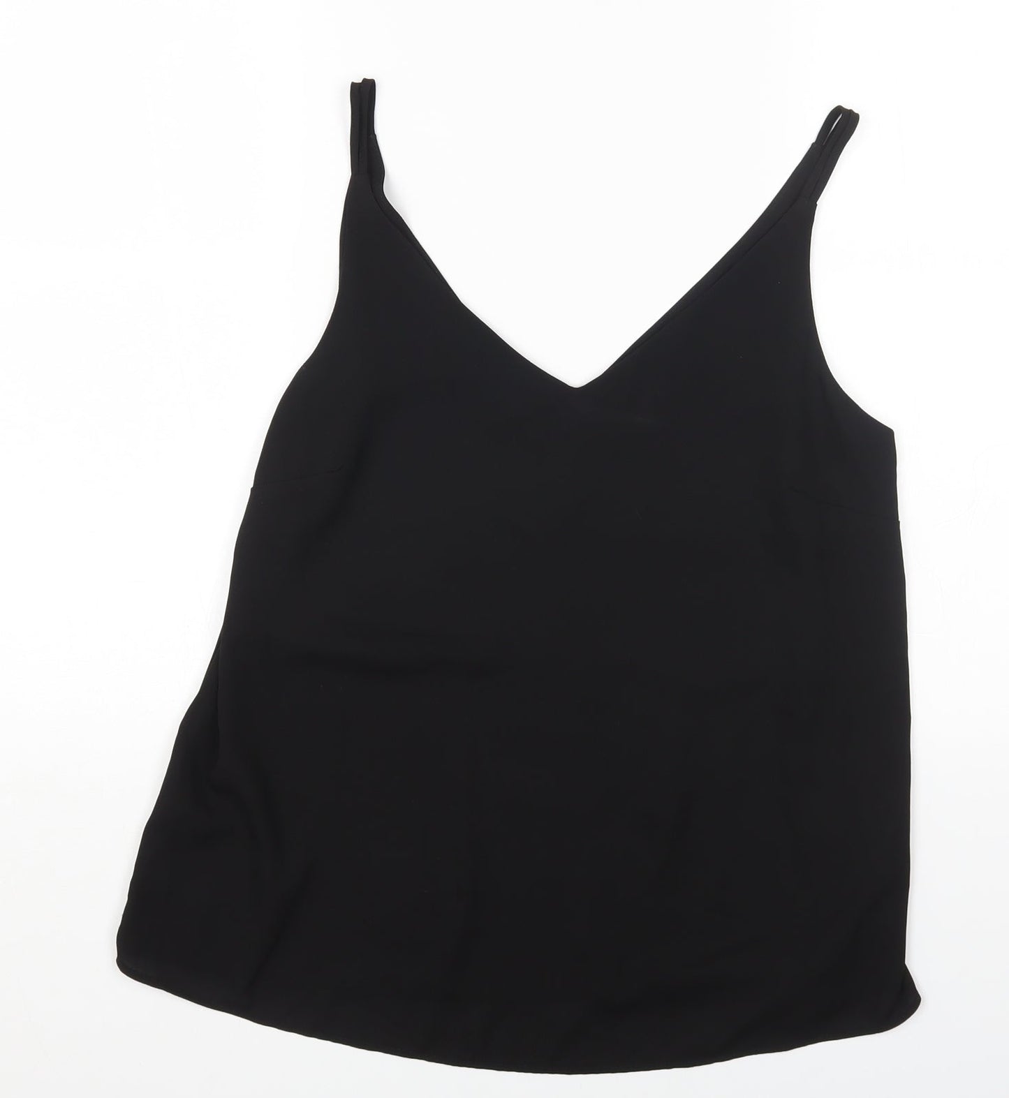 Papaya Womens Black Polyester Basic Blouse Size 12 V-Neck