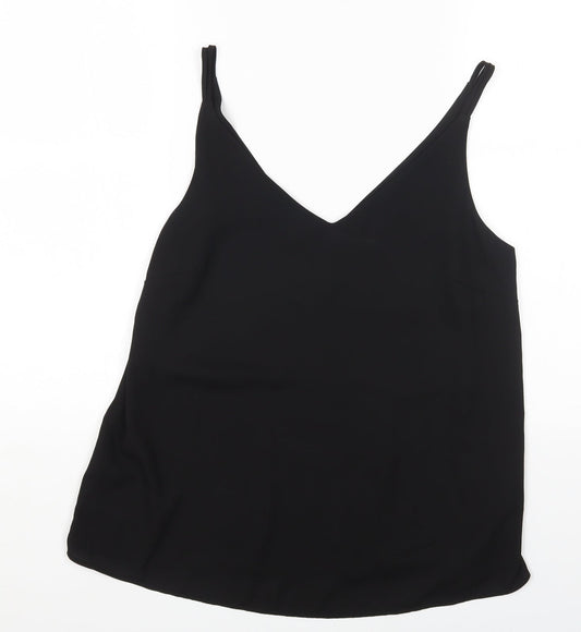 Papaya Womens Black Polyester Basic Blouse Size 12 V-Neck