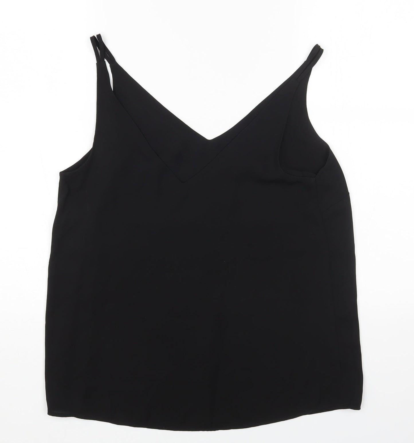 Papaya Womens Black Polyester Basic Blouse Size 12 V-Neck