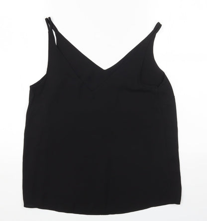 Papaya Womens Black Polyester Basic Blouse Size 12 V-Neck