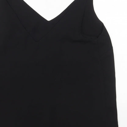 Papaya Womens Black Polyester Basic Blouse Size 12 V-Neck