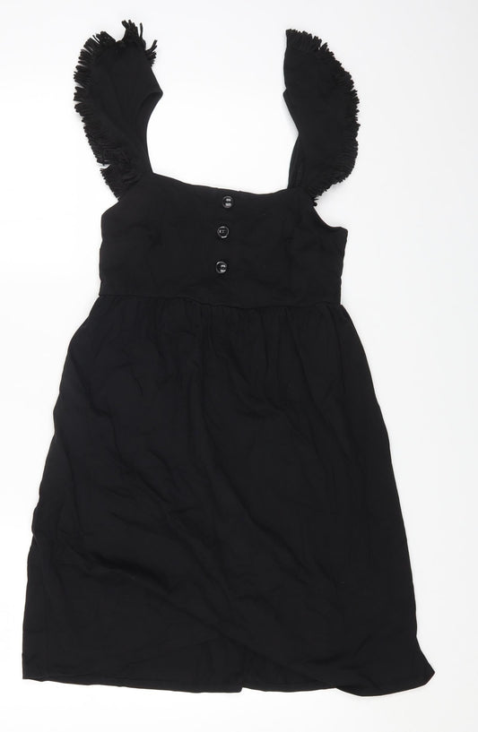 ASOS Womens Black Polyester Fit & Flare Size 8 Square Neck Pullover