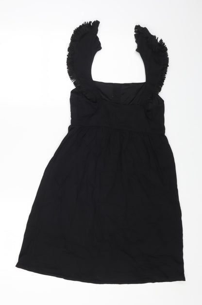 ASOS Womens Black Polyester Fit & Flare Size 8 Square Neck Pullover