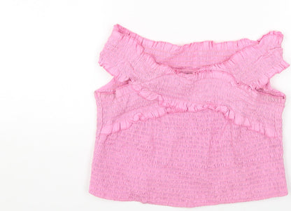 Innocence Womens Pink Cotton Basic T-Shirt Size 14 Off the Shoulder