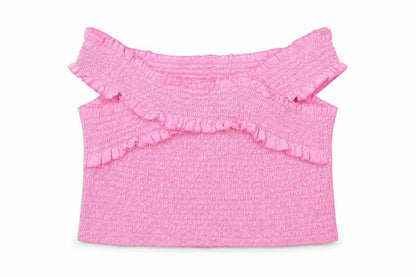 Innocence Womens Pink Cotton Basic T-Shirt Size 14 Off the Shoulder