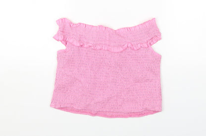 Innocence Womens Pink Cotton Basic T-Shirt Size 14 Off the Shoulder