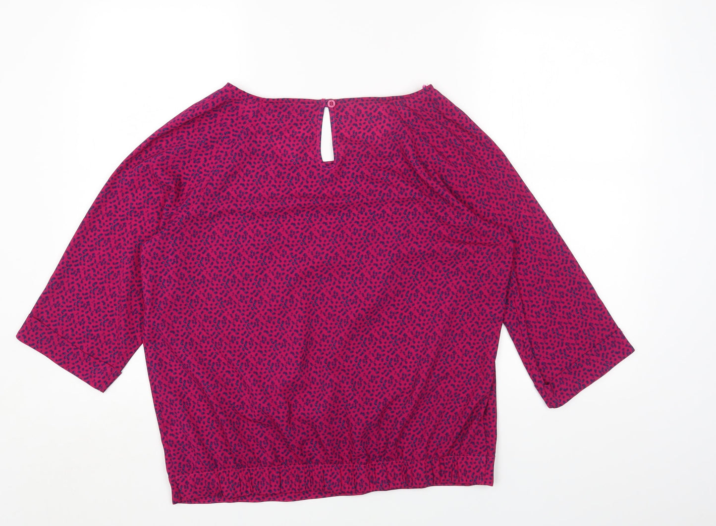 TU Womens Pink Geometric Polyester Basic Blouse Size 14 Scoop Neck