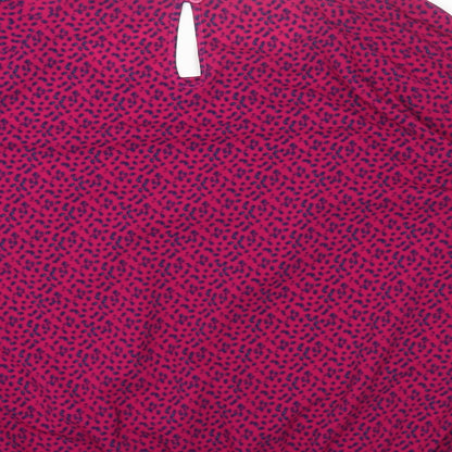 TU Womens Pink Geometric Polyester Basic Blouse Size 14 Scoop Neck