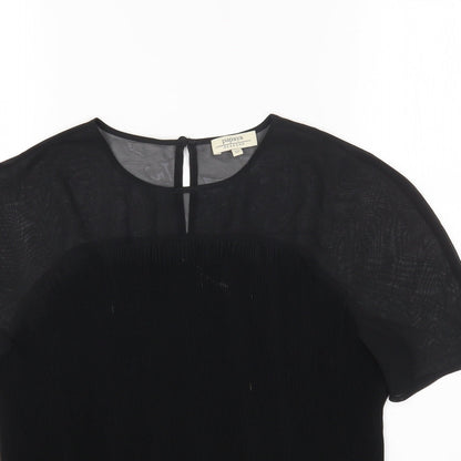 Papaya Womens Black Polyester Basic Blouse Size 12 Round Neck