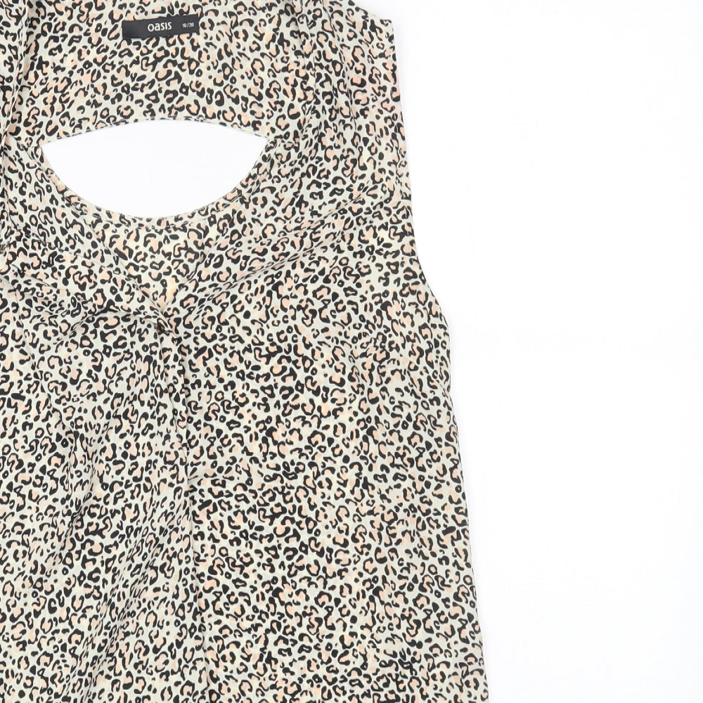 Womens UK Size 10 Oasis Beige Basic Blouse