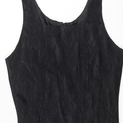Classics Womens Black Nylon Bodycon Size 12 Square Neck Zip