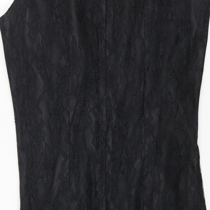 Classics Womens Black Nylon Bodycon Size 12 Square Neck Zip