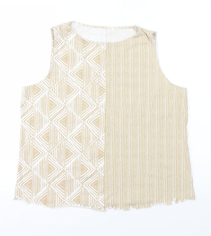 Womens UK Size 16 Preworn Beige Basic Tank