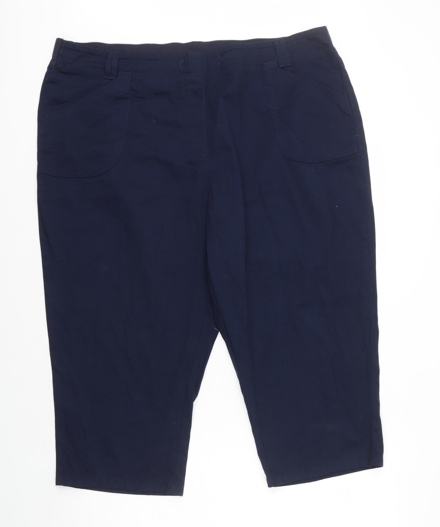 Mens UK Size 3XL Cotton Traders Regular Fit Cropped Blue Trousers