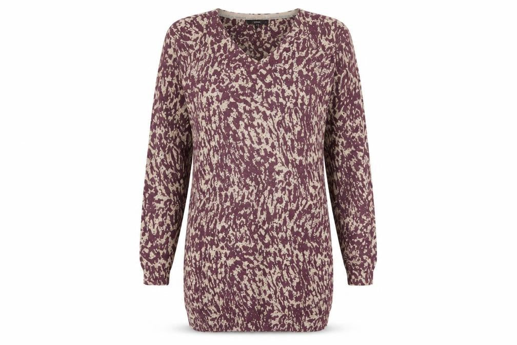 NEXT Womens Brown Animal Print Cotton Jumper Dress Size 8 V-Neck Pullover