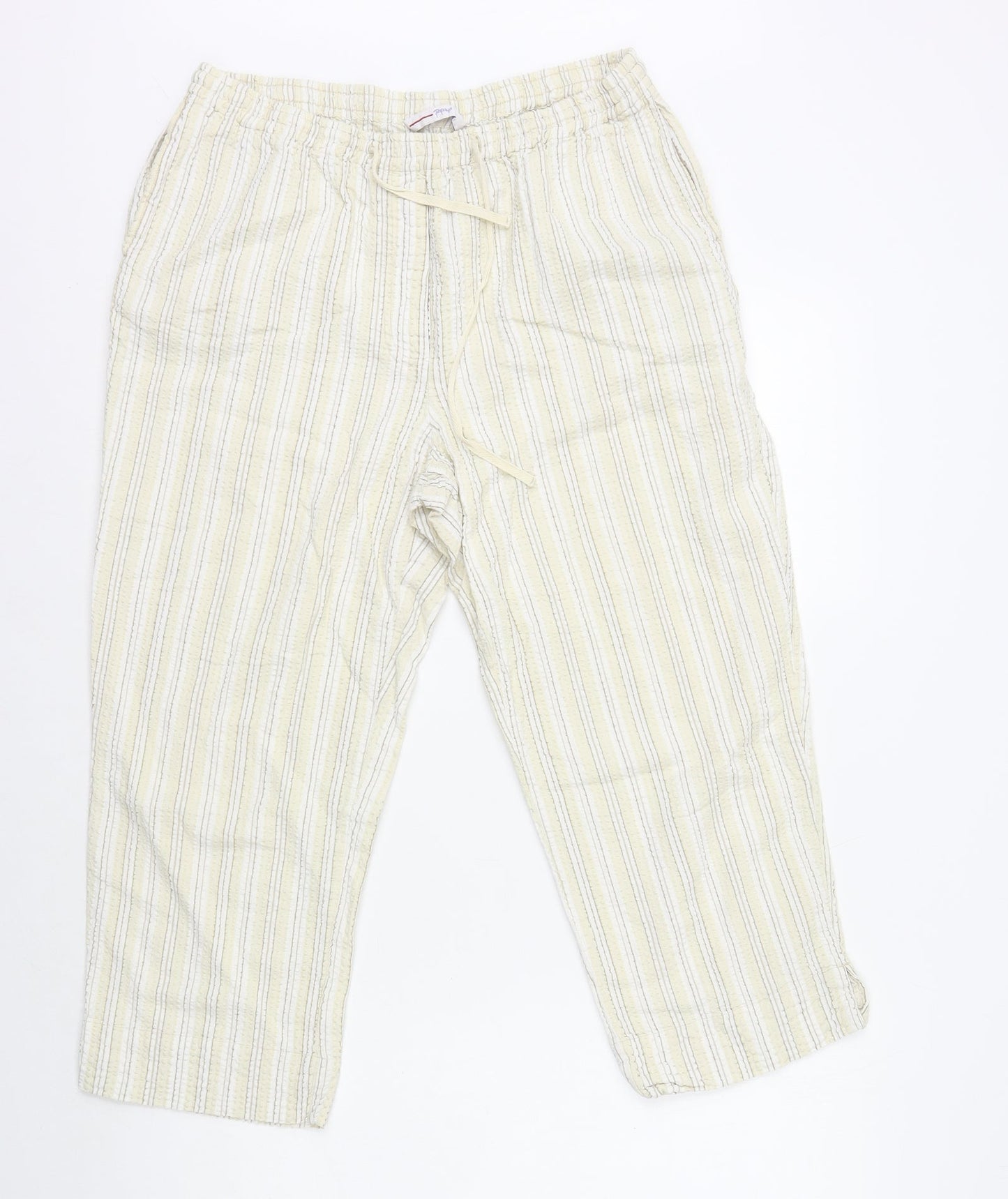 Womens UK Size 14 Papaya Regular Fit Capri Yellow Trousers