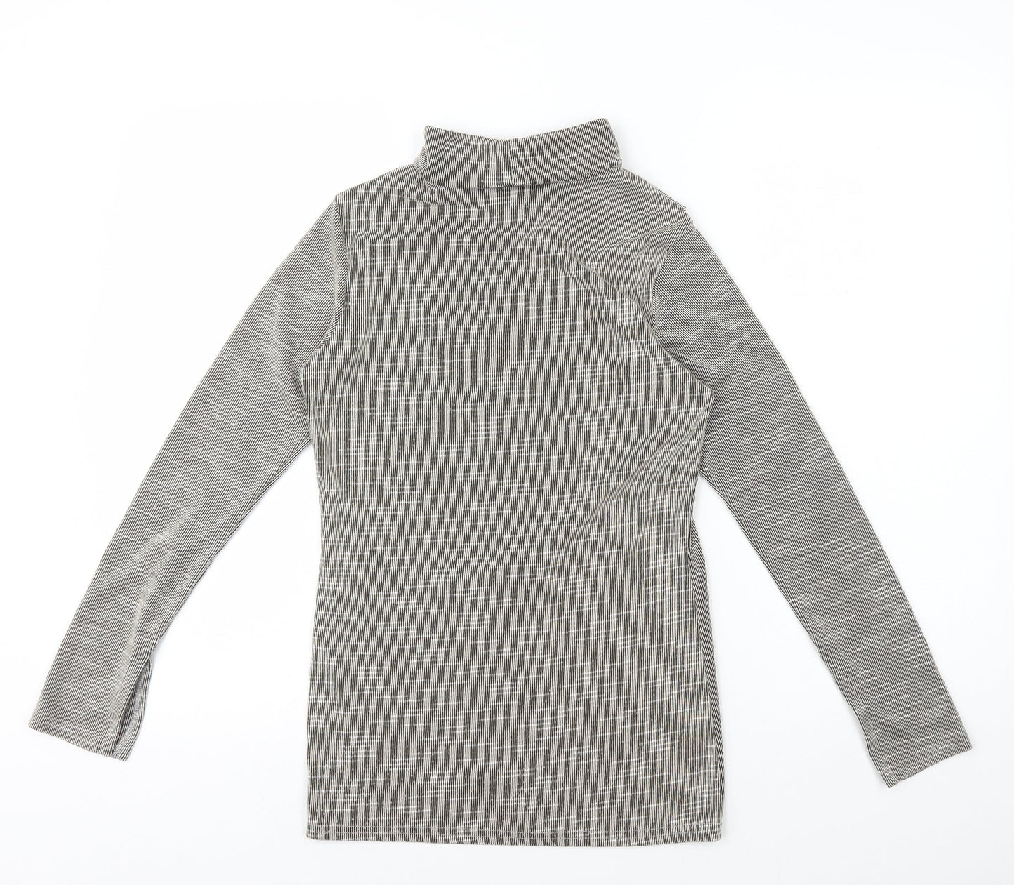 Boohoo Womens Brown Polyester Basic T-Shirt Size 8 Roll Neck - Open Split Back Split Hem Cuffs