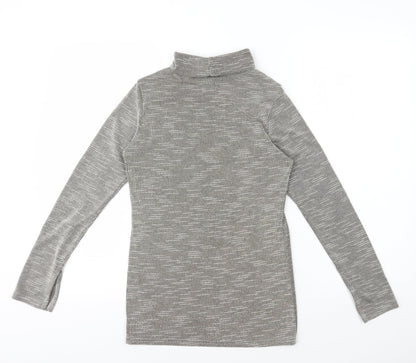 Boohoo Womens Brown Polyester Basic T-Shirt Size 8 Roll Neck - Open Split Back Split Hem Cuffs