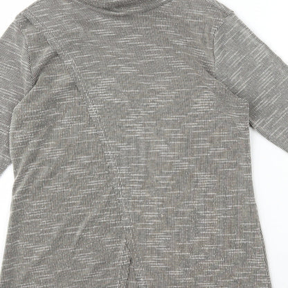 Boohoo Womens Brown Polyester Basic T-Shirt Size 8 Roll Neck - Open Split Back Split Hem Cuffs