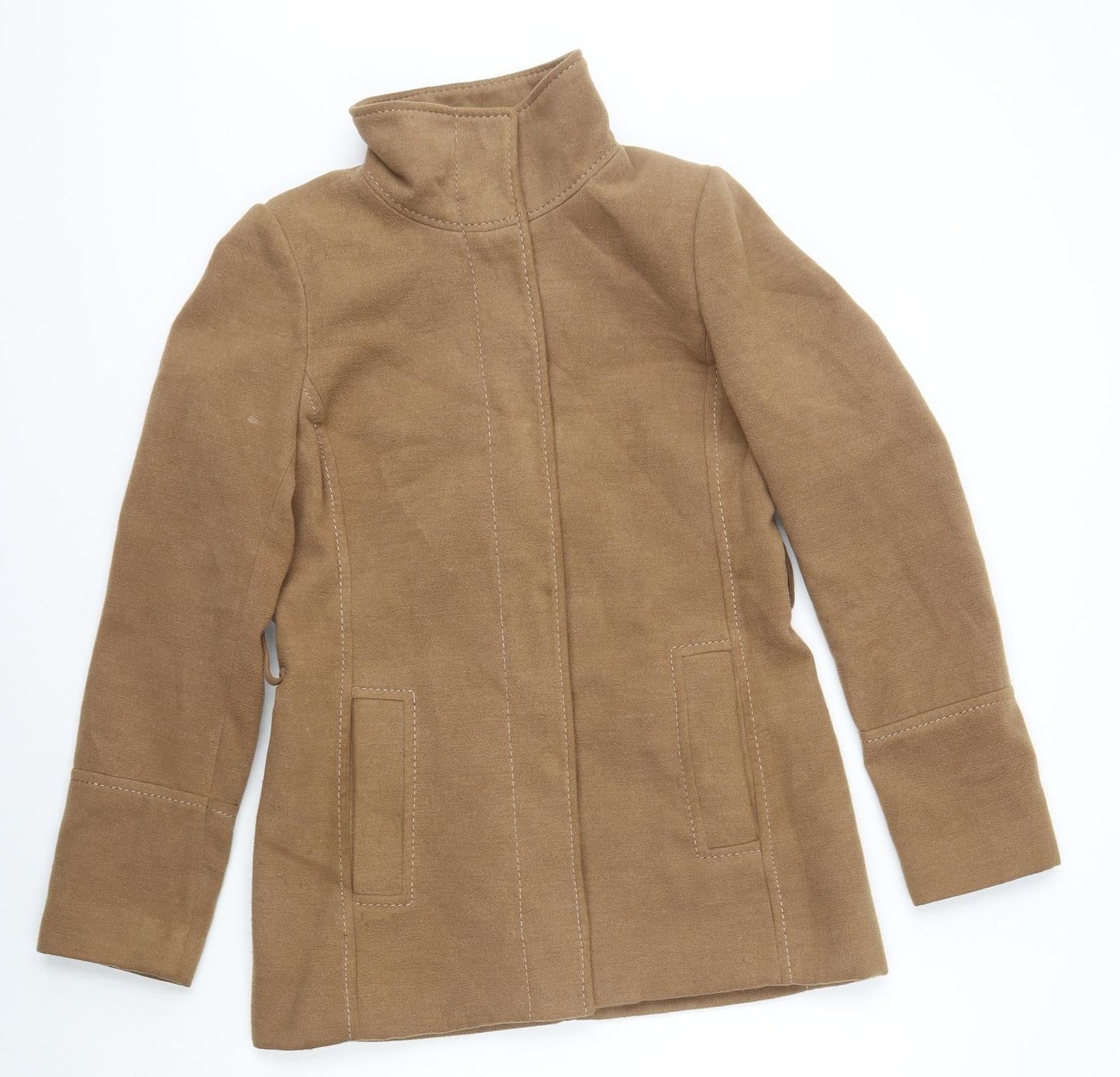 H&M Womens Brown Pea Coat Coat Size 8 Snap