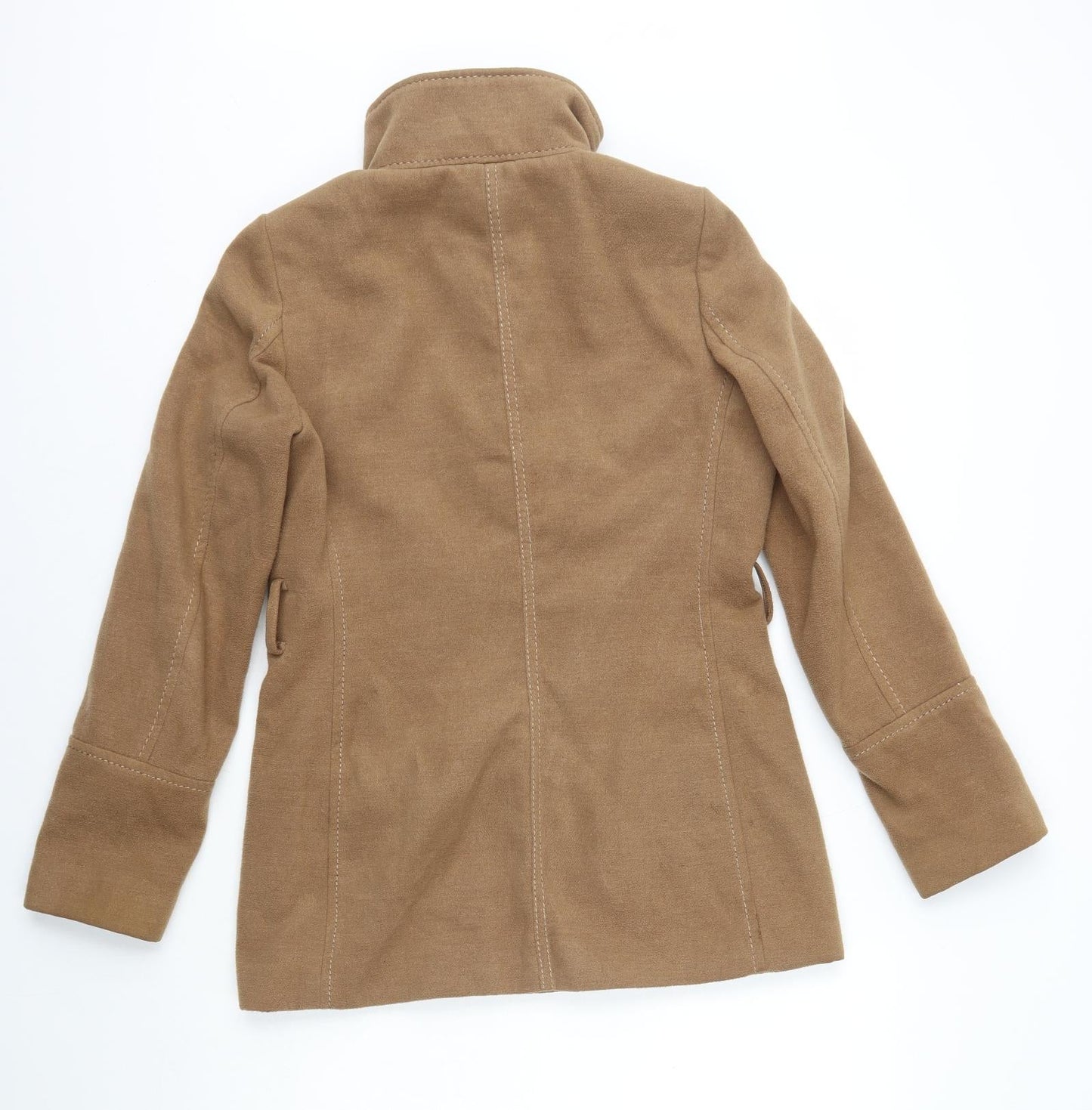 H&M Womens Brown Pea Coat Coat Size 8 Snap