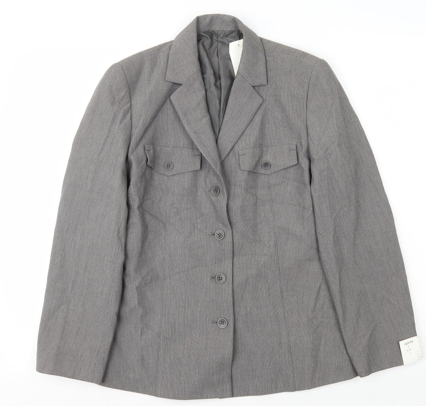 NEXT Womens Grey Polyester Jacket Blazer Size 8