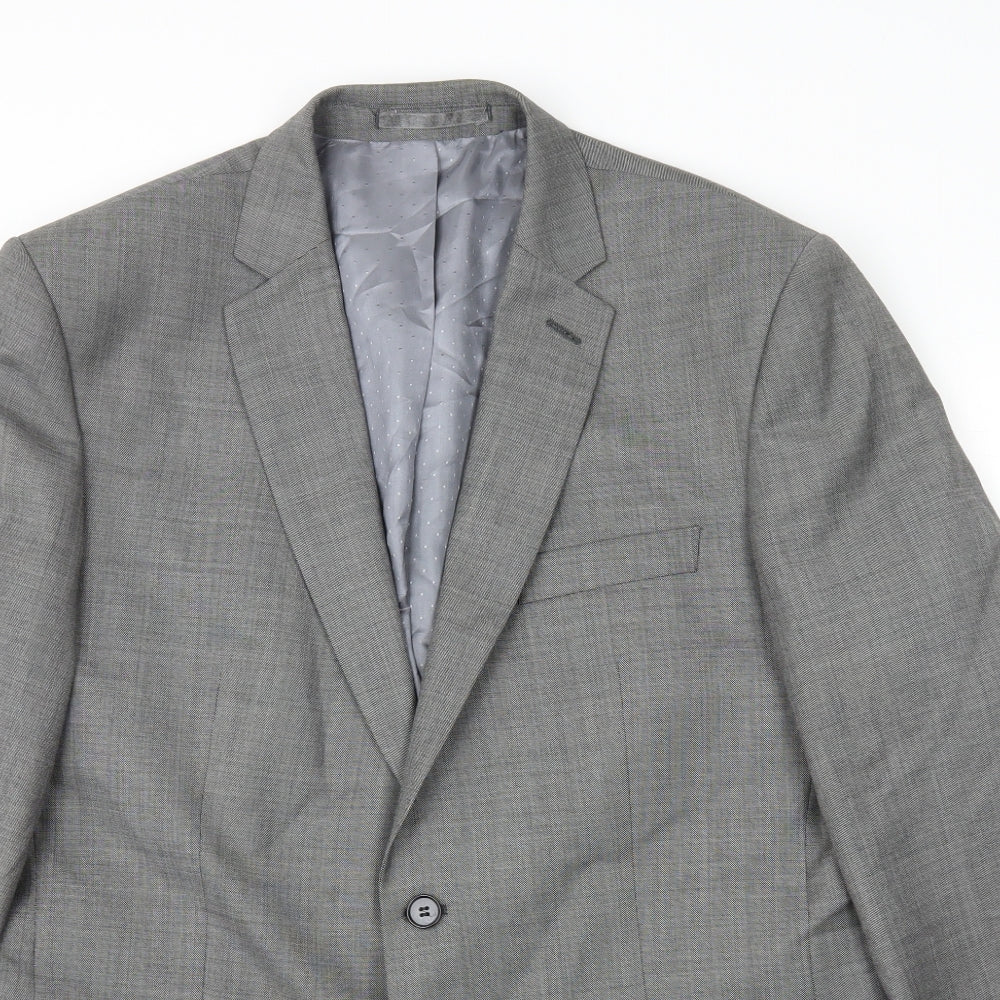 Preworn` Mens Grey Wool Jacket Blazer Size 42