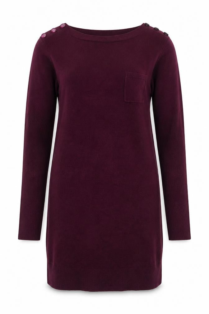 Dorothy Perkins Womens Purple Acrylic Jumper Dress Size 8 Boat Neck Pullover