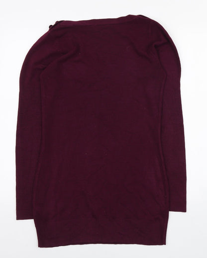 Dorothy Perkins Womens Purple Acrylic Jumper Dress Size 8 Boat Neck Pullover