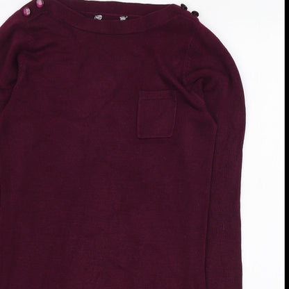 Dorothy Perkins Womens Purple Acrylic Jumper Dress Size 8 Boat Neck Pullover