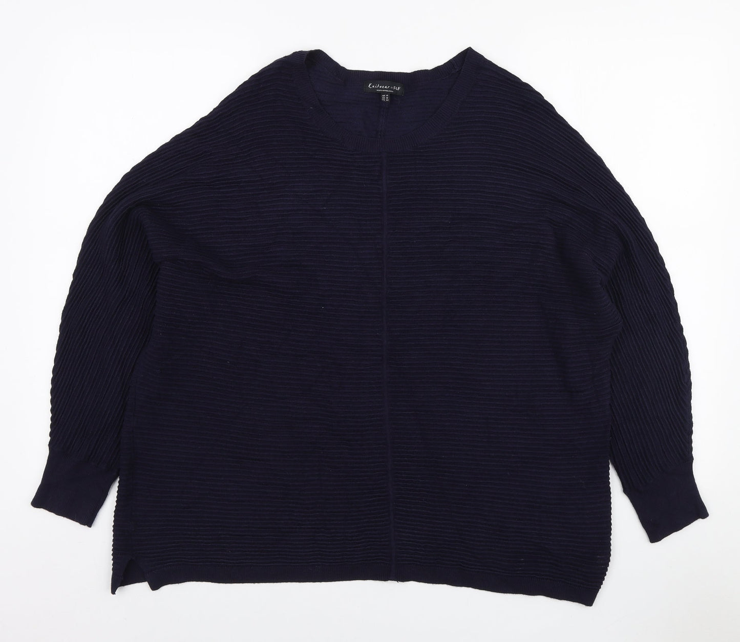 F&F Womens Blue Round Neck Viscose Pullover Jumper Size 14