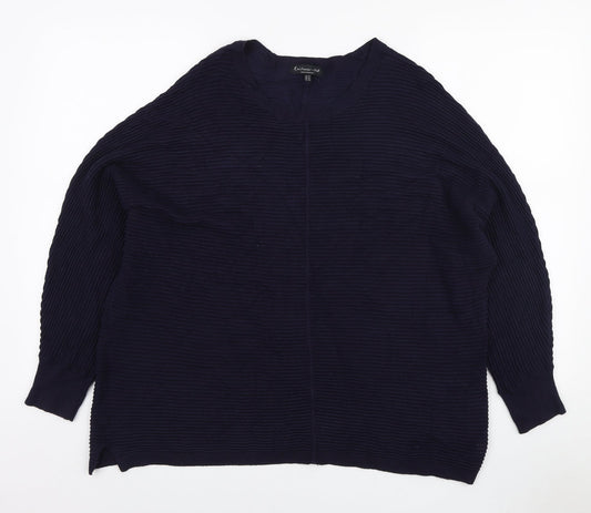 F&F Womens Blue Round Neck Viscose Pullover Jumper Size 14