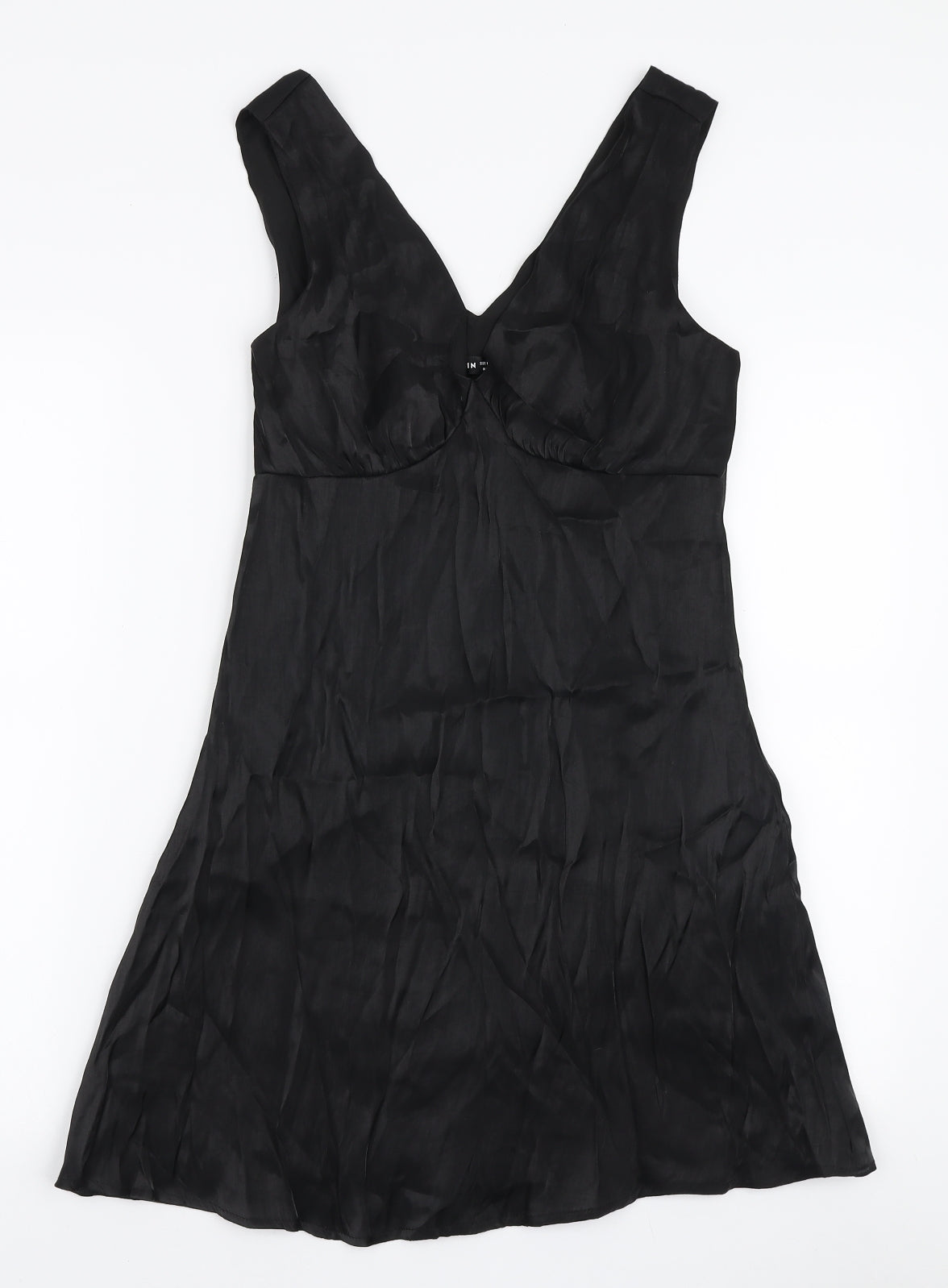 SheIn Womens Black Polyester A-Line Size M V-Neck Zip