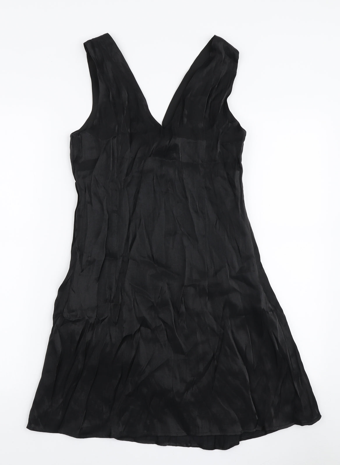 SheIn Womens Black Polyester A-Line Size M V-Neck Zip