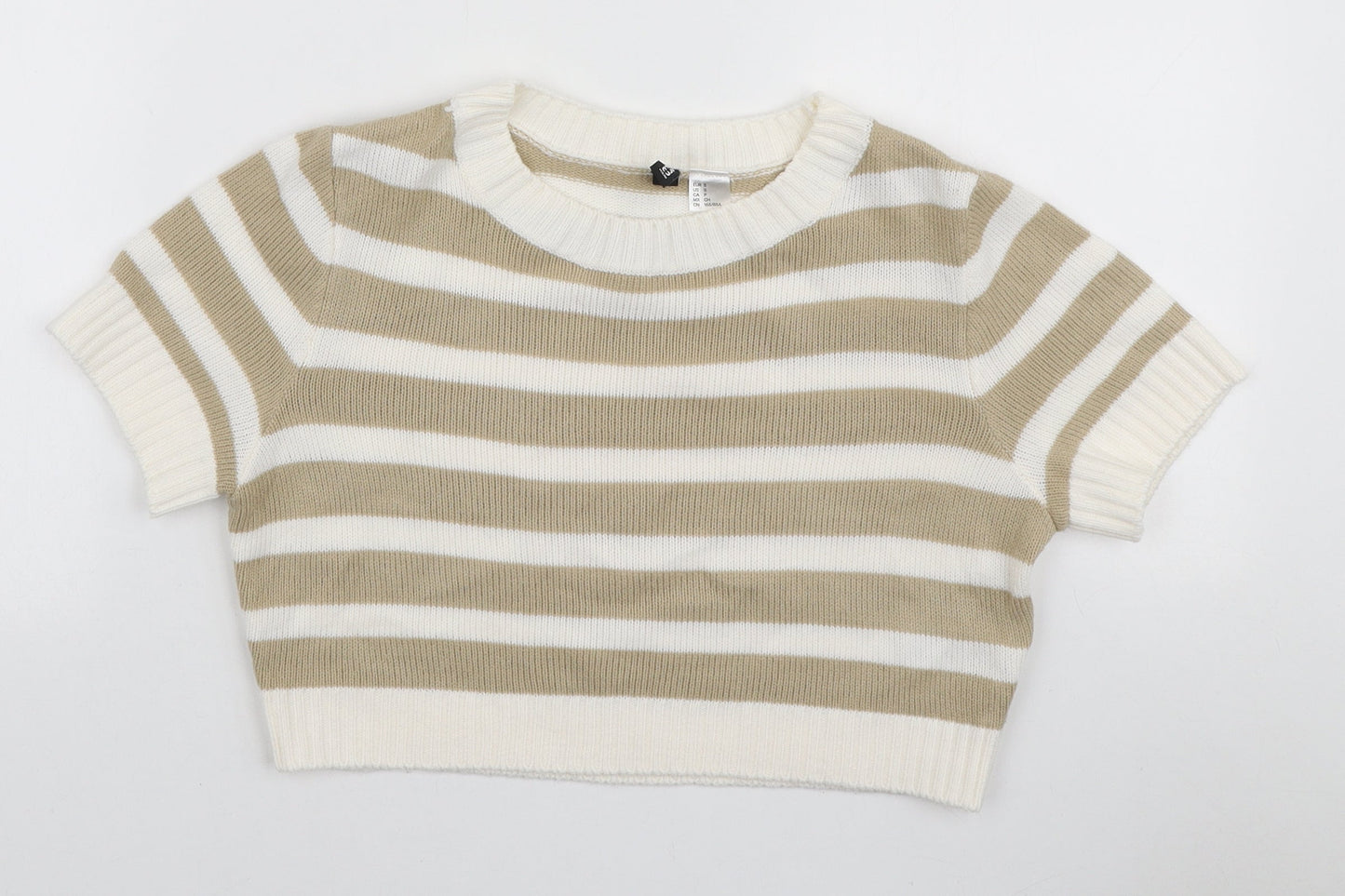 Womens UK Size S H&M Beige Basic T-Shirt