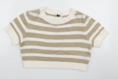 Womens UK Size S H&M Beige Basic T-Shirt