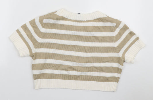 Womens UK Size S H&M Beige Basic T-Shirt