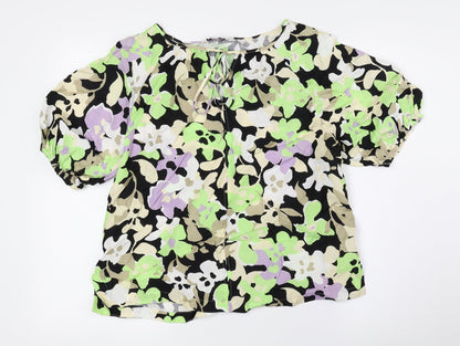 Autograph Womens Multicoloured Floral Polyester Basic Blouse Size 10 V-Neck