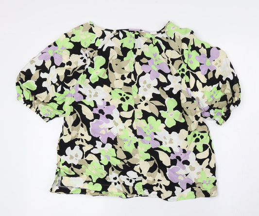 Autograph Womens Multicoloured Floral Polyester Basic Blouse Size 10 V-Neck