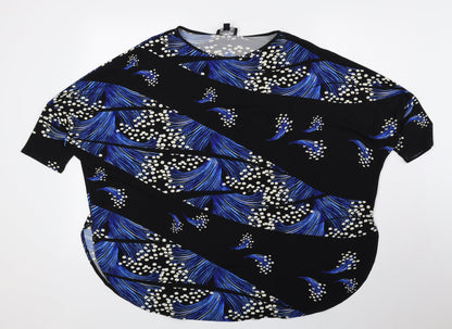 Saloos Womens Blue Geometric Polyester Basic Blouse Size 12 Round Neck