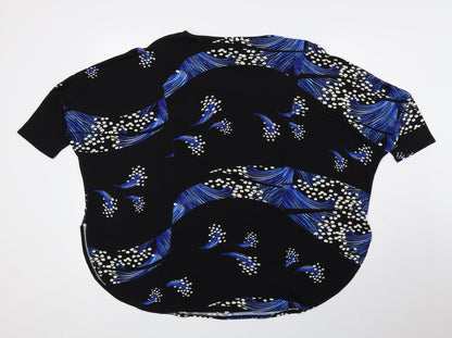 Saloos Womens Blue Geometric Polyester Basic Blouse Size 12 Round Neck