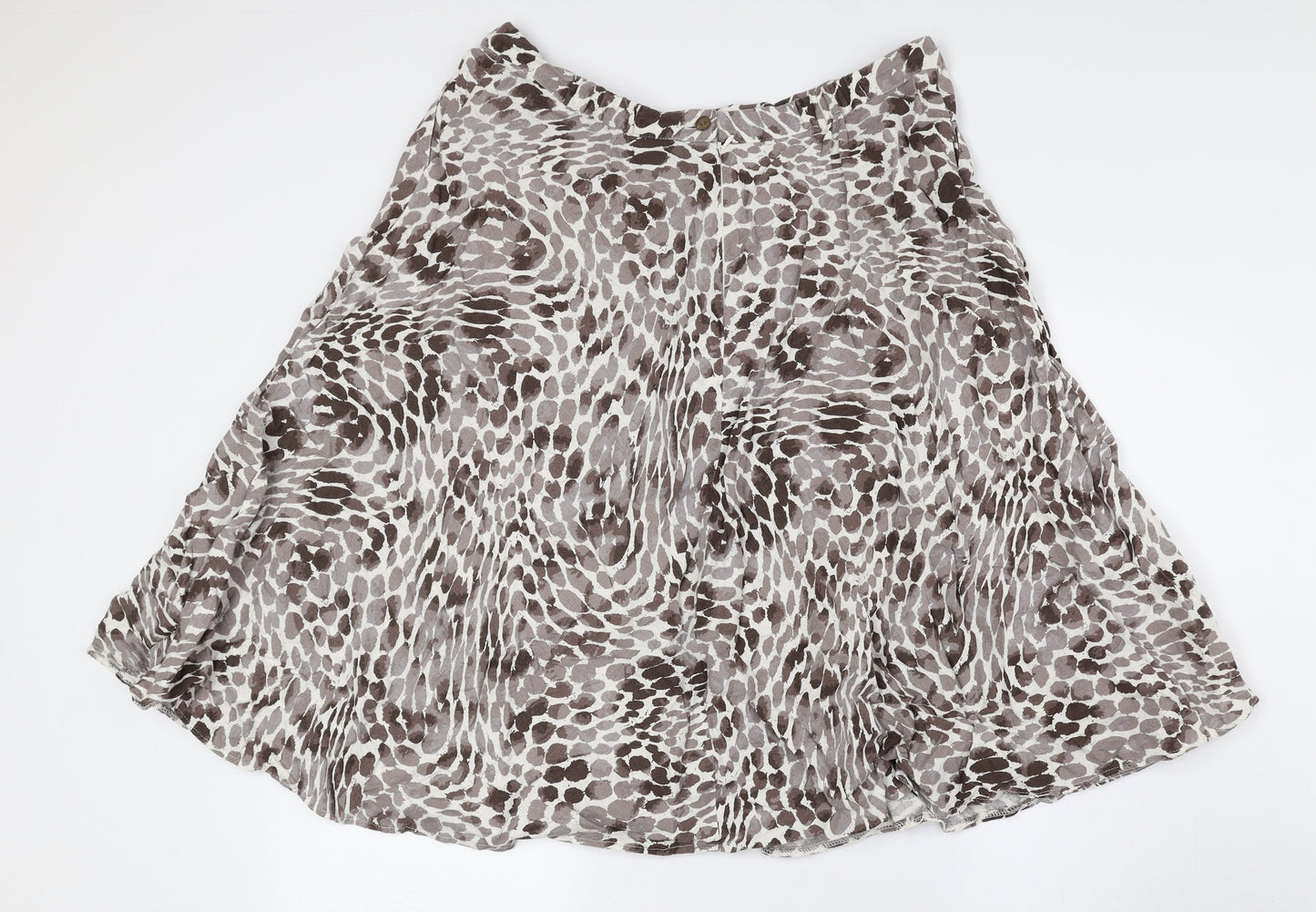 Classic Womens Brown Geometric Flax Flare Skirt Size 16 Zip