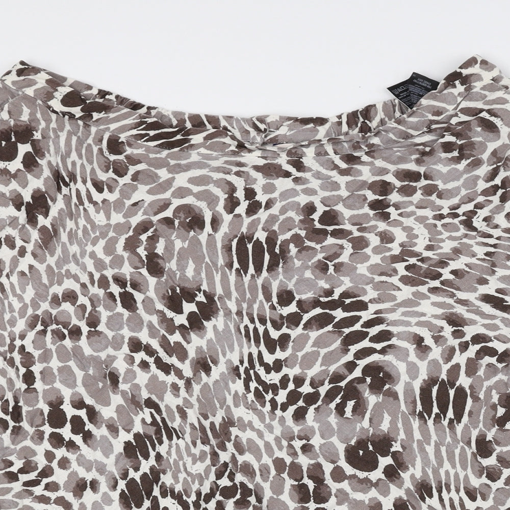 Classic Womens Brown Geometric Flax Flare Skirt Size 16 Zip